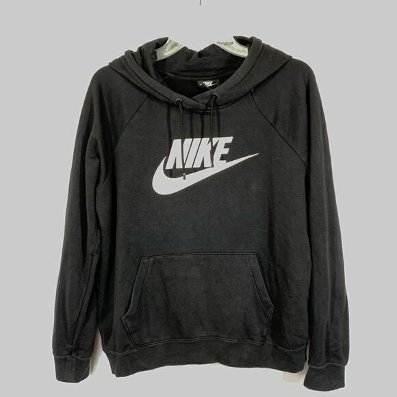 Nike Women's Long Sleeve Kangaroo Pocket Pullover Hoodie Black Size Medium - Picture 1 of 5
